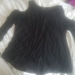 Shoulder cut out black top